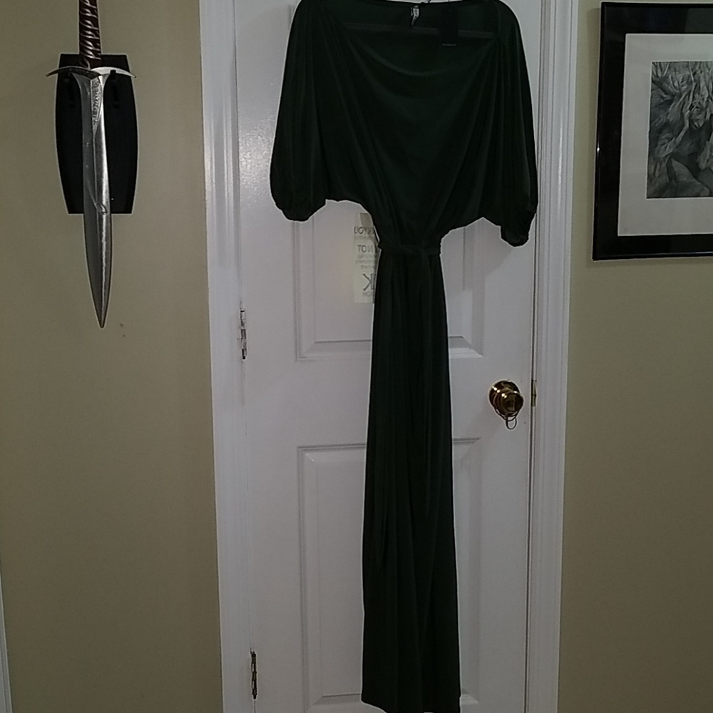 Koh koh maxi dress, of shoulder khaki green, size